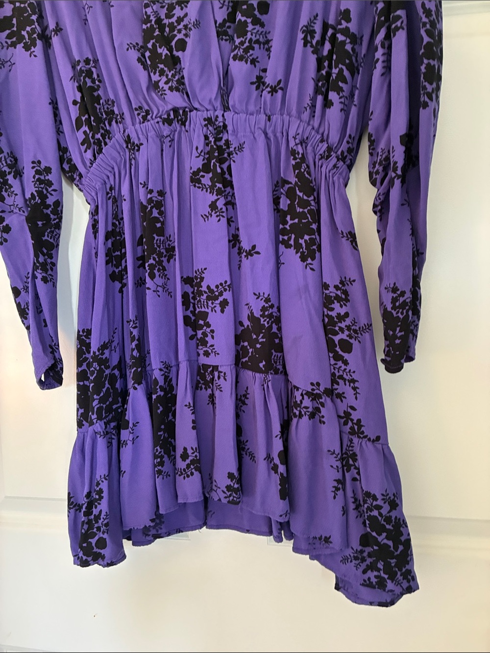Zara Purple Long Sleeve Floral Tiered Dress - Picture 4 of 5